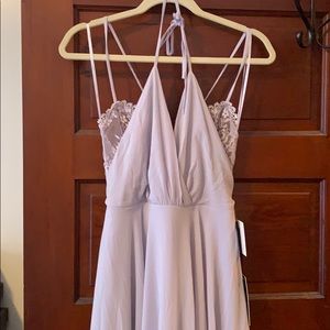 Pale purple maxi dress with lace top
